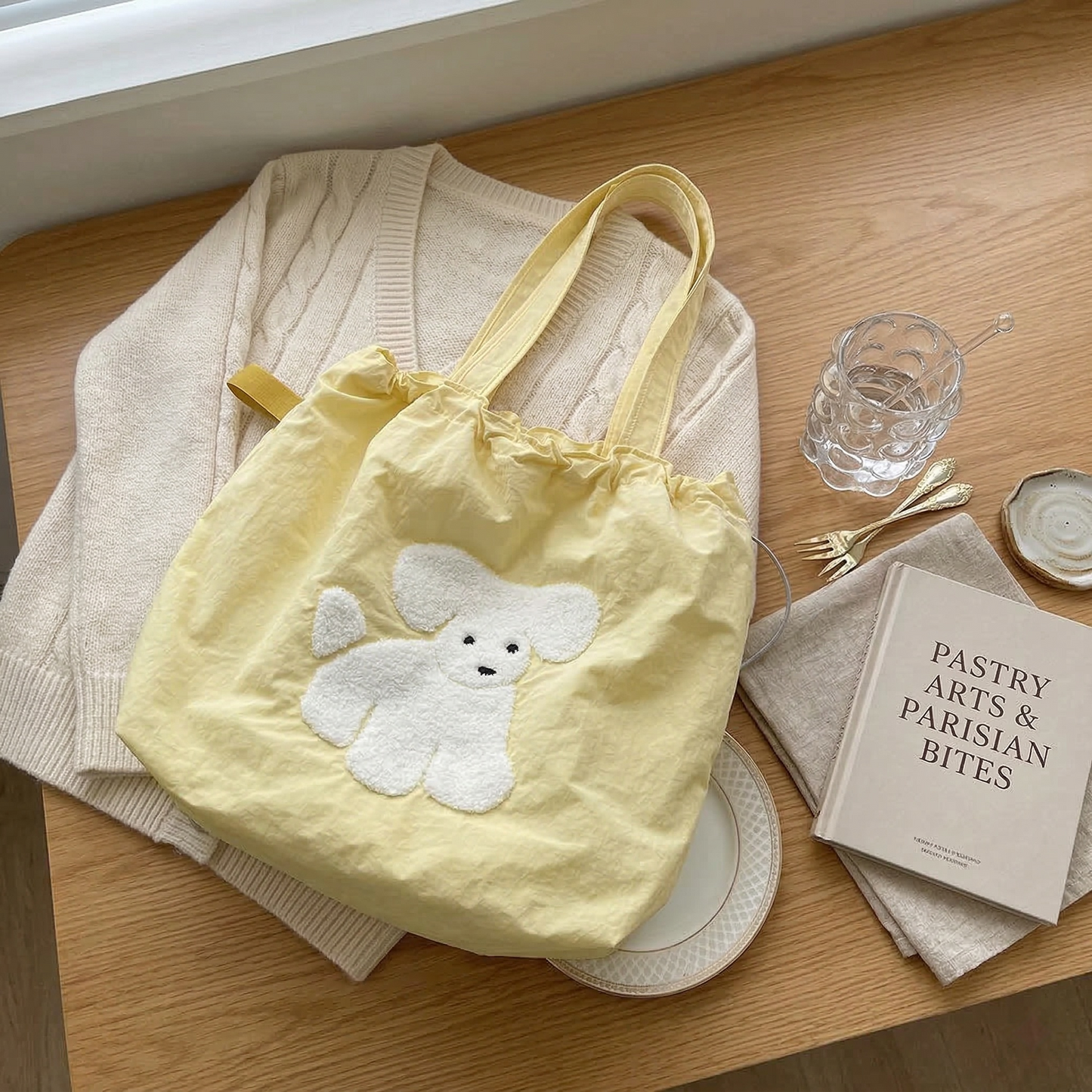 Cute Animal Embroidery Large Capacity Tote
