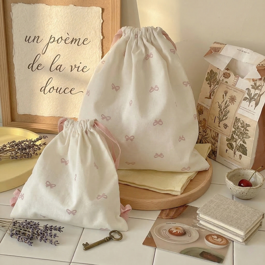 Ribbon Bow Drawstring Pouch
